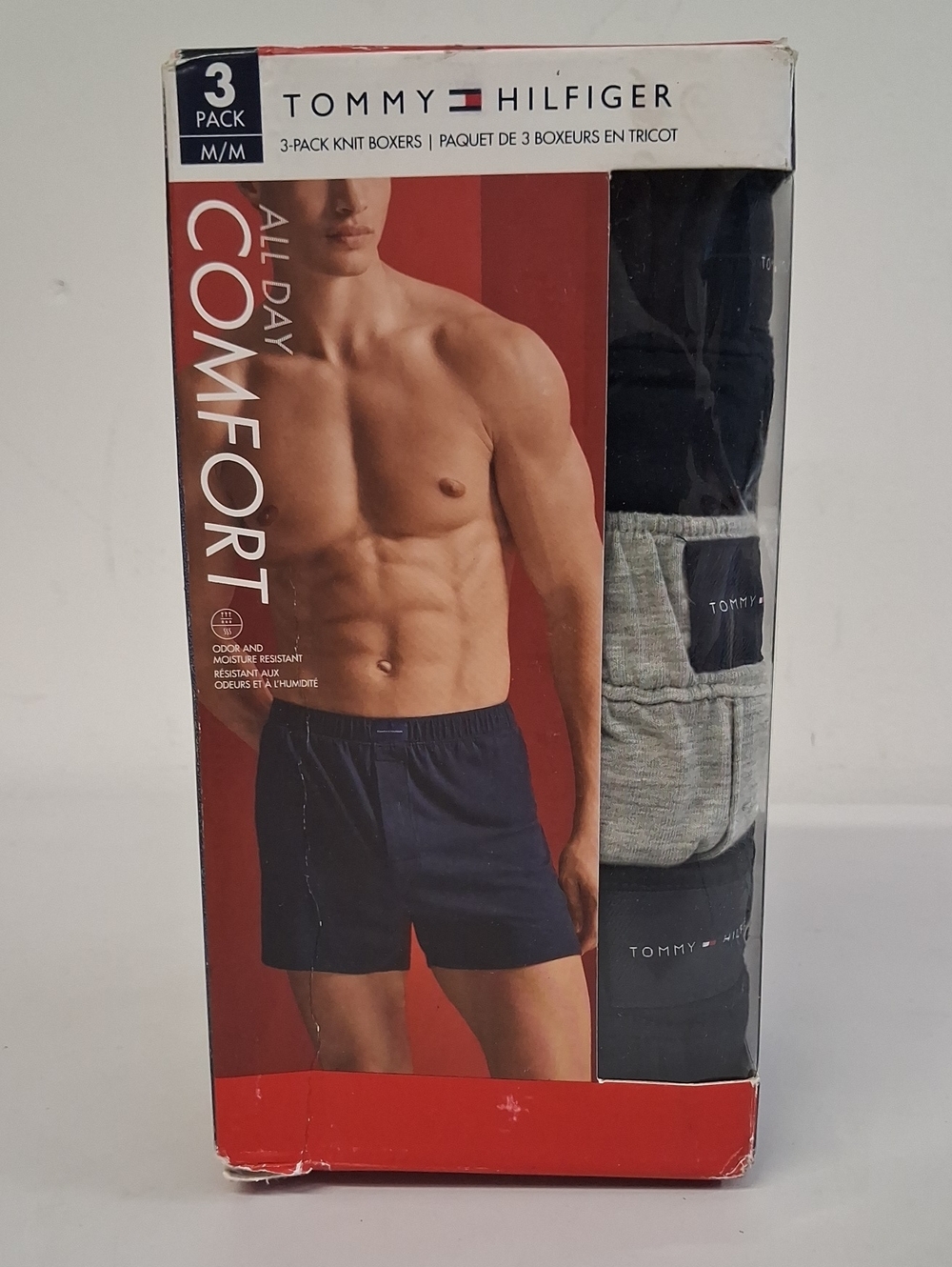 NWT Tommy Hilfiger Men’s 3-Pack Knit Boxers - Black & Gray